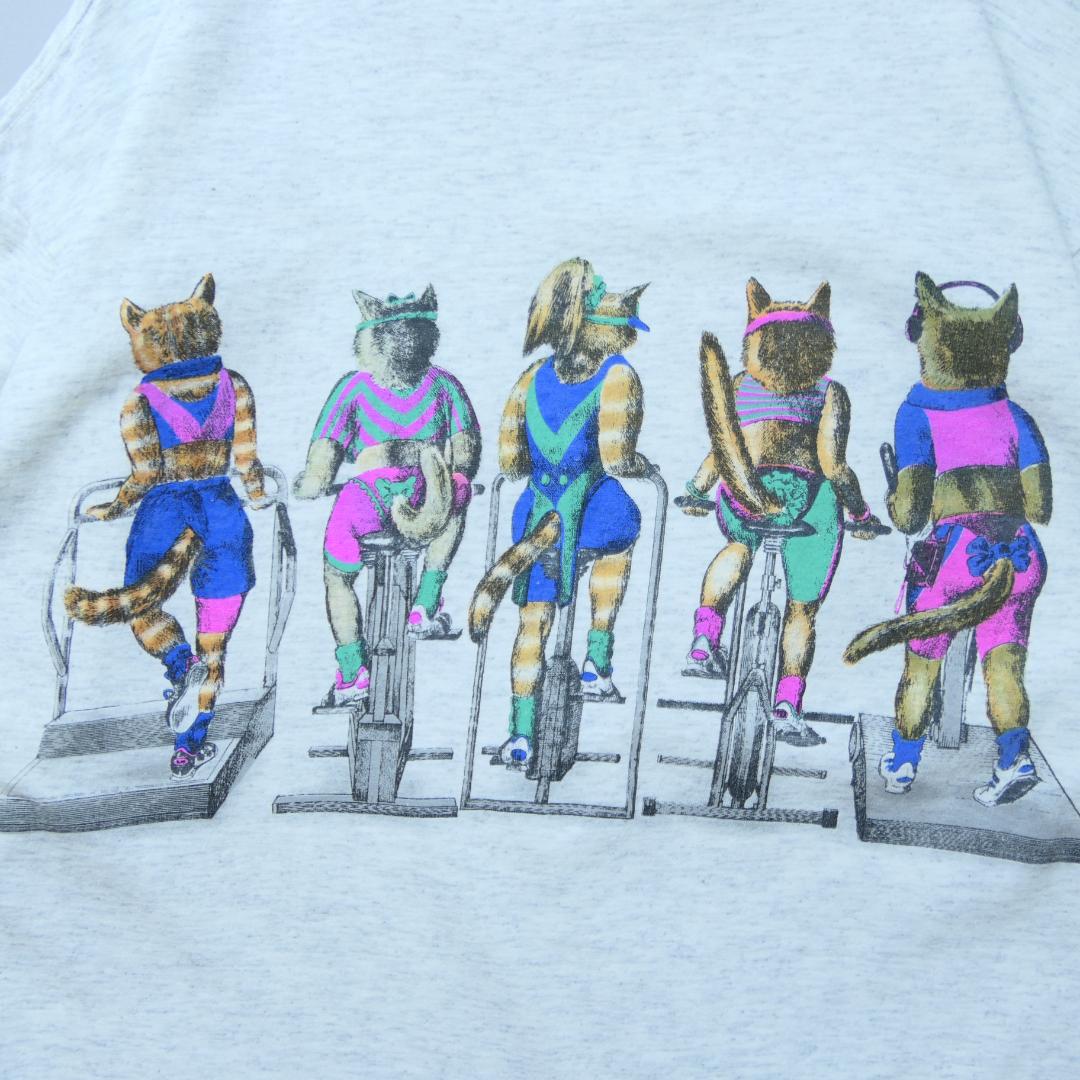 VINTAGE 90s M-L Art Tee "CATS" -T SHIRT LOFT-