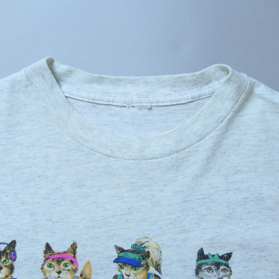 VINTAGE 90s M-L Art Tee "CATS" -T SHIRT LOFT-