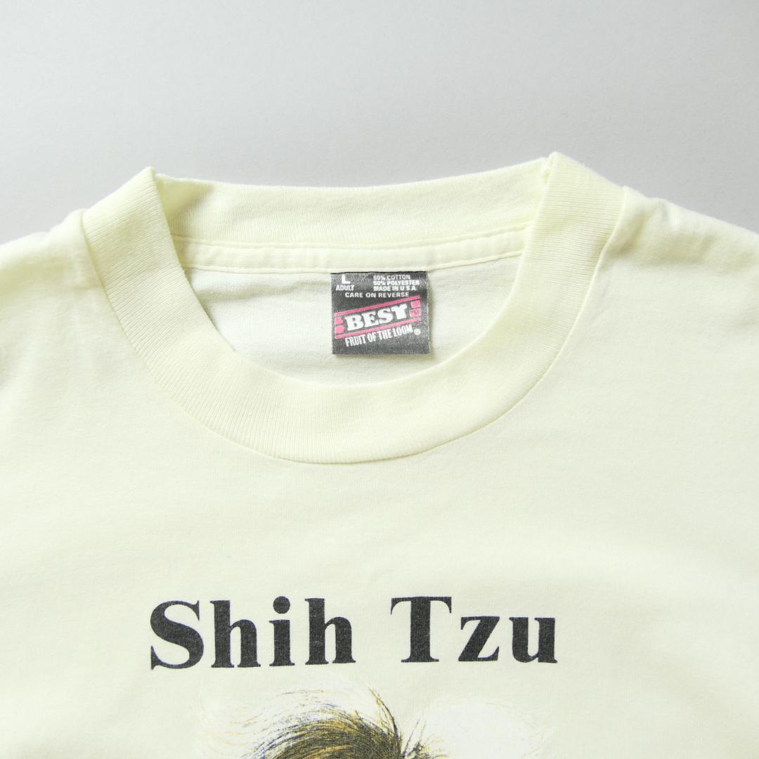 VINTAGE 90s L Dog Tee "Shih Tzu" -TELETREND COLS-