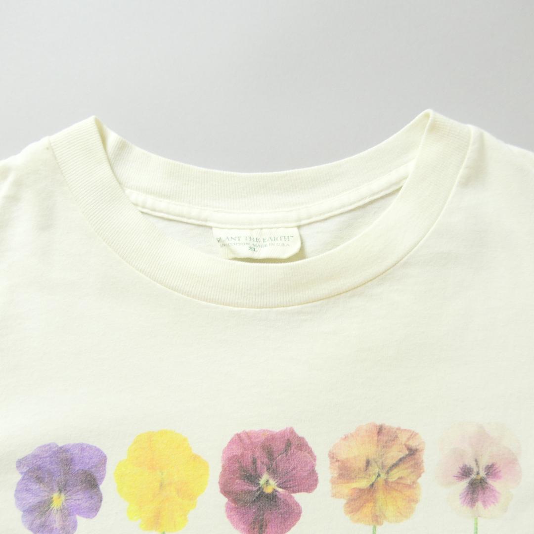VINTAGE 90s XL Art Tee "FLOWERS" -PLANET THE EARTH-