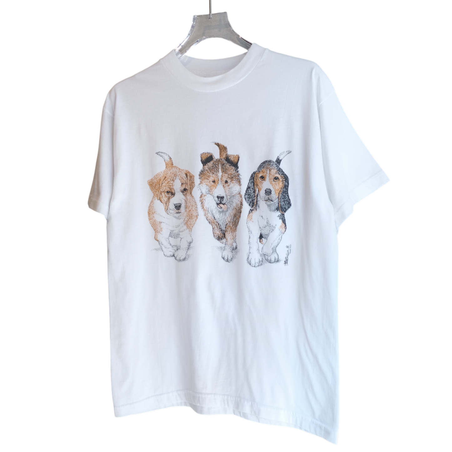 90s-00s Dog Art Tee -©trans tech-