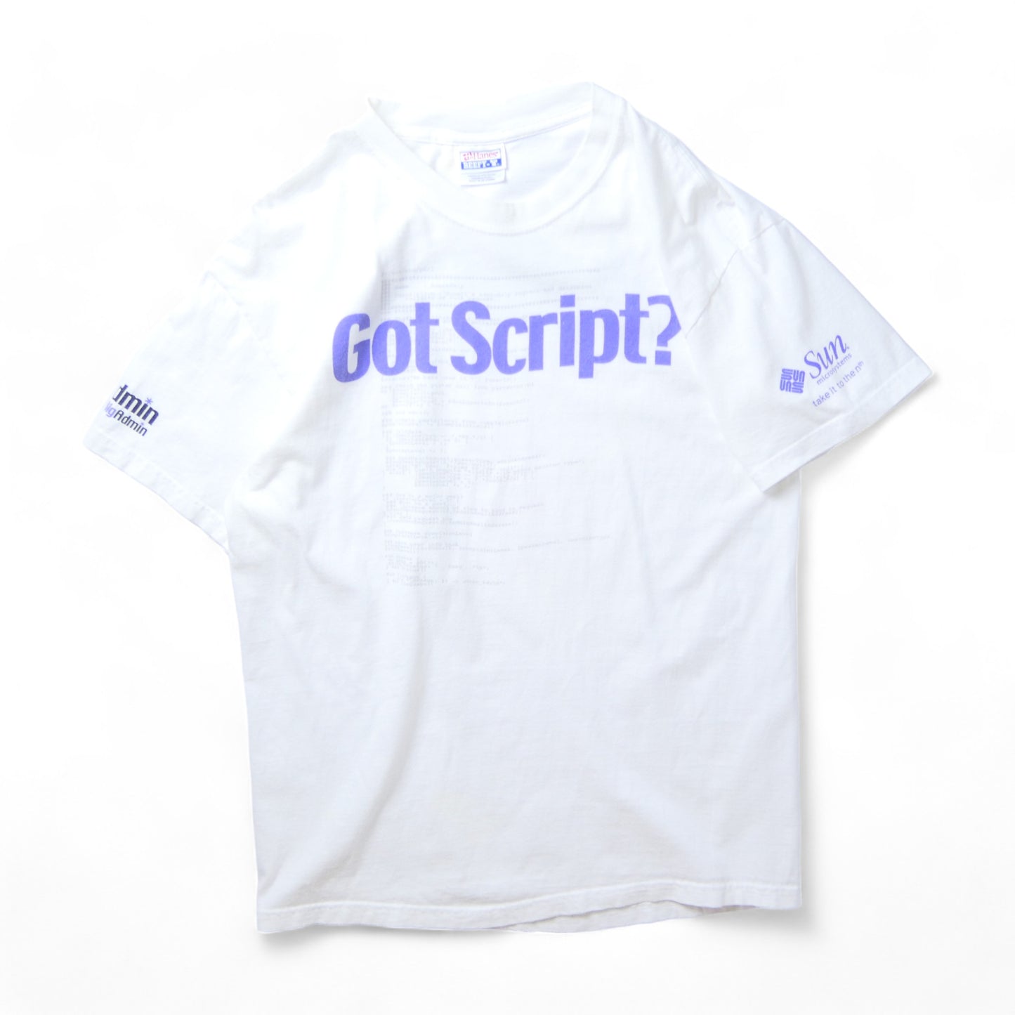VINTAGE 90-00s M-L Promotion Tee "got script?" -Sun microsystems-