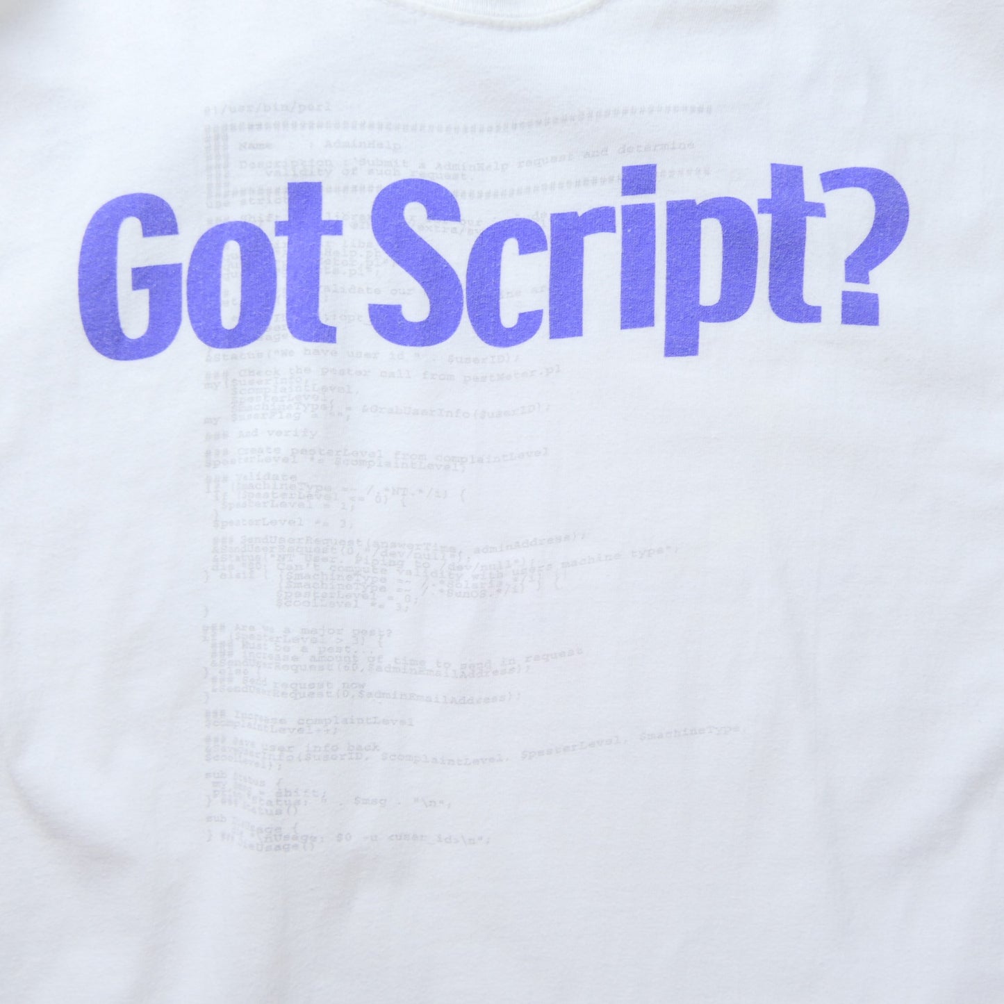 VINTAGE 90-00s M-L Promotion Tee "got script?" -Sun microsystems-