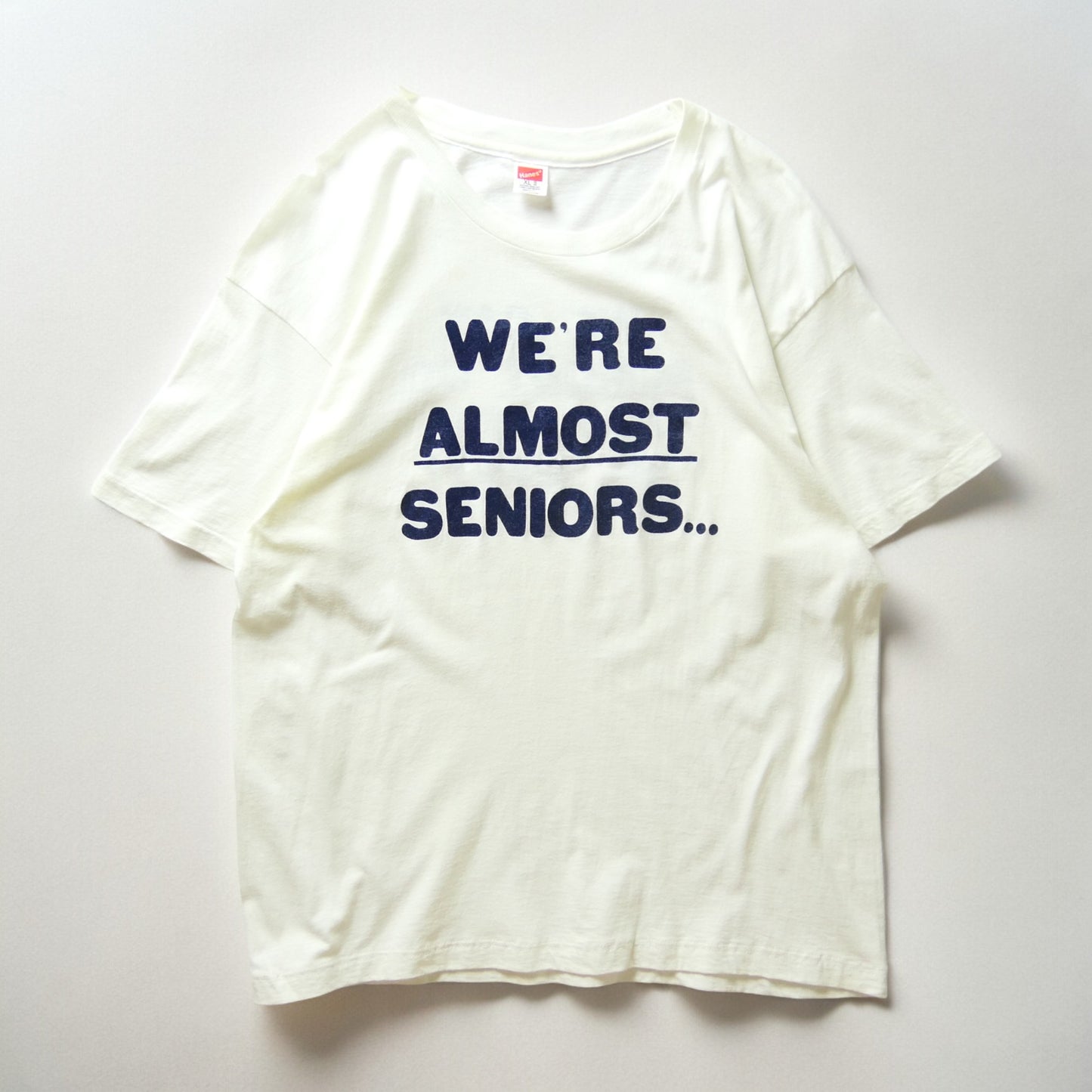 VINTAGE 80s XL Message Tee -ALMOST SENIOR-
