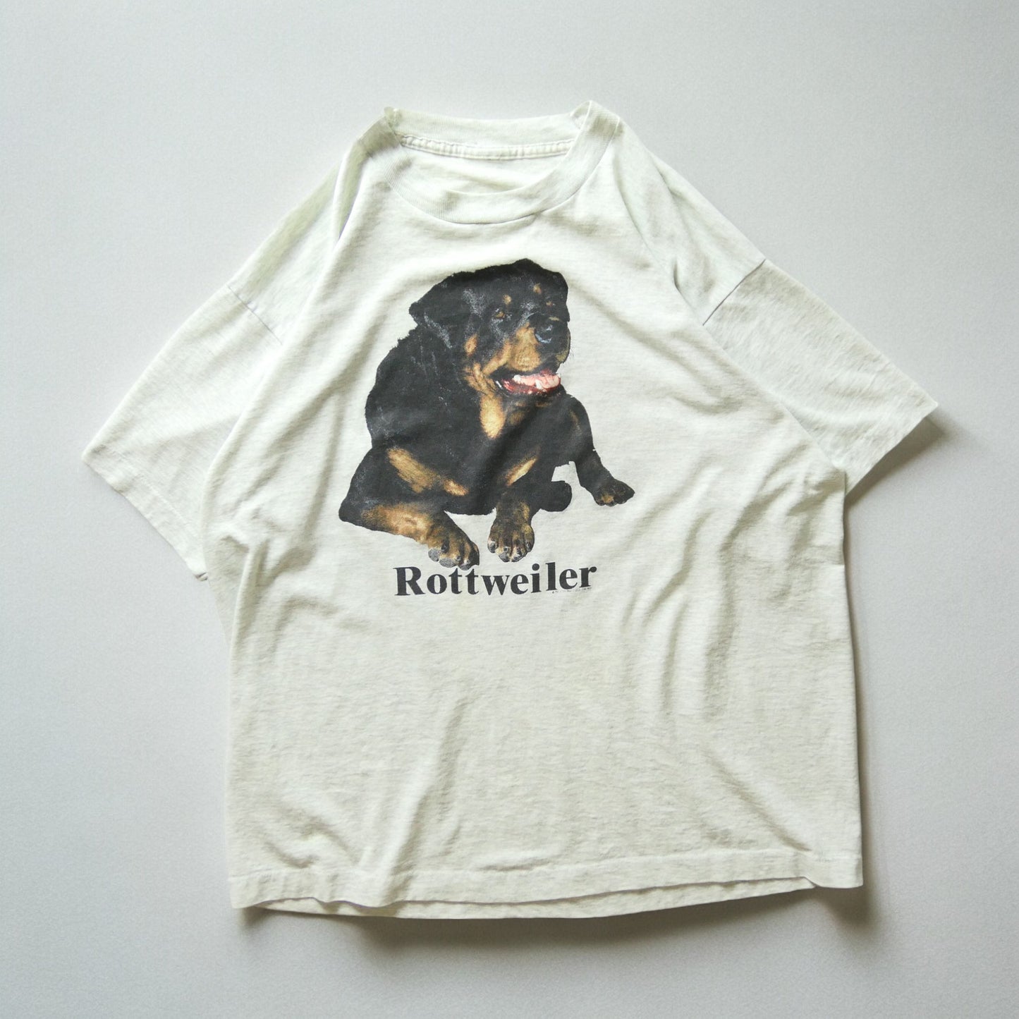 VINTAGE 90s L Dog Tee "Rottweiler" -TELETREND COLS-