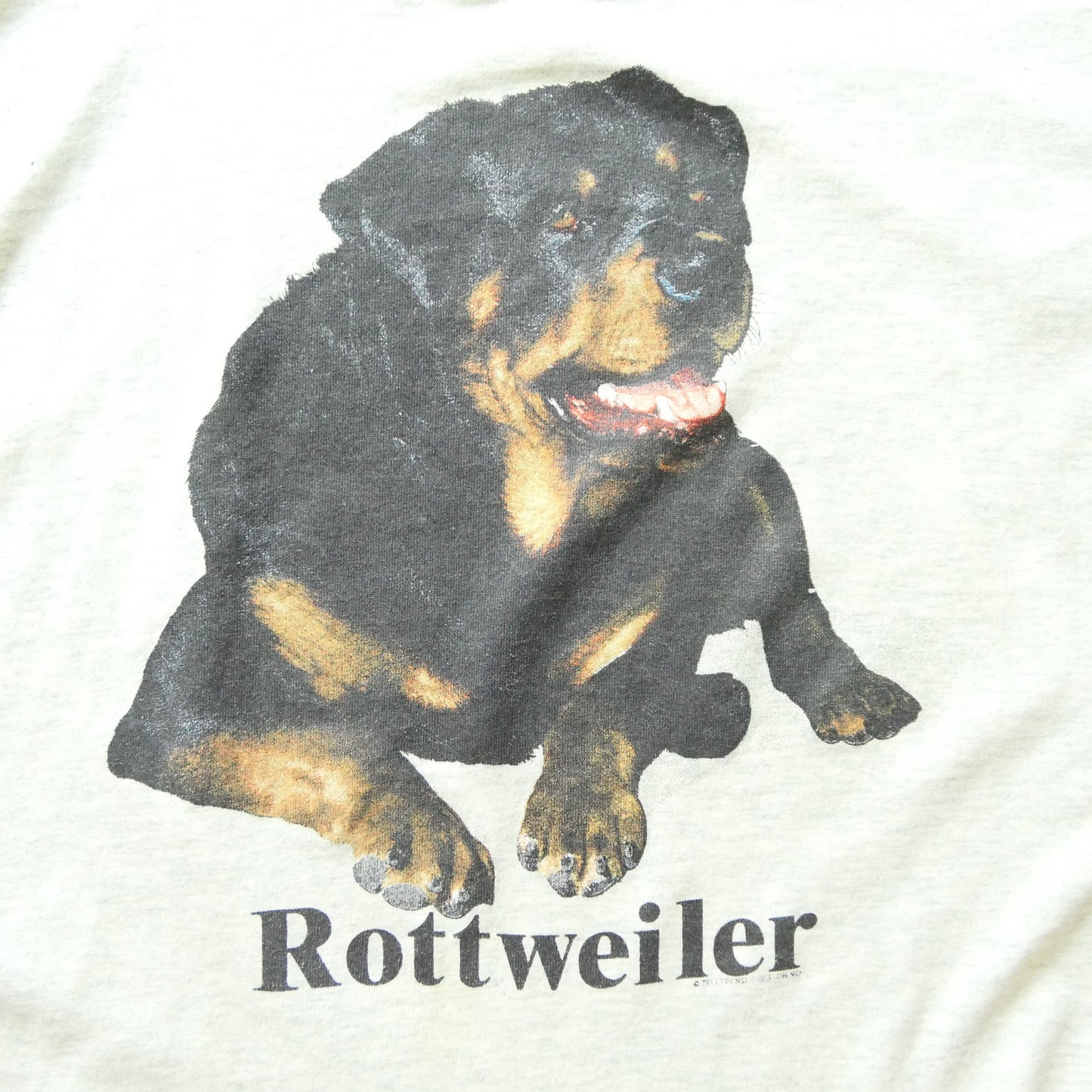 VINTAGE 90s L Dog Tee "Rottweiler" -TELETREND COLS-