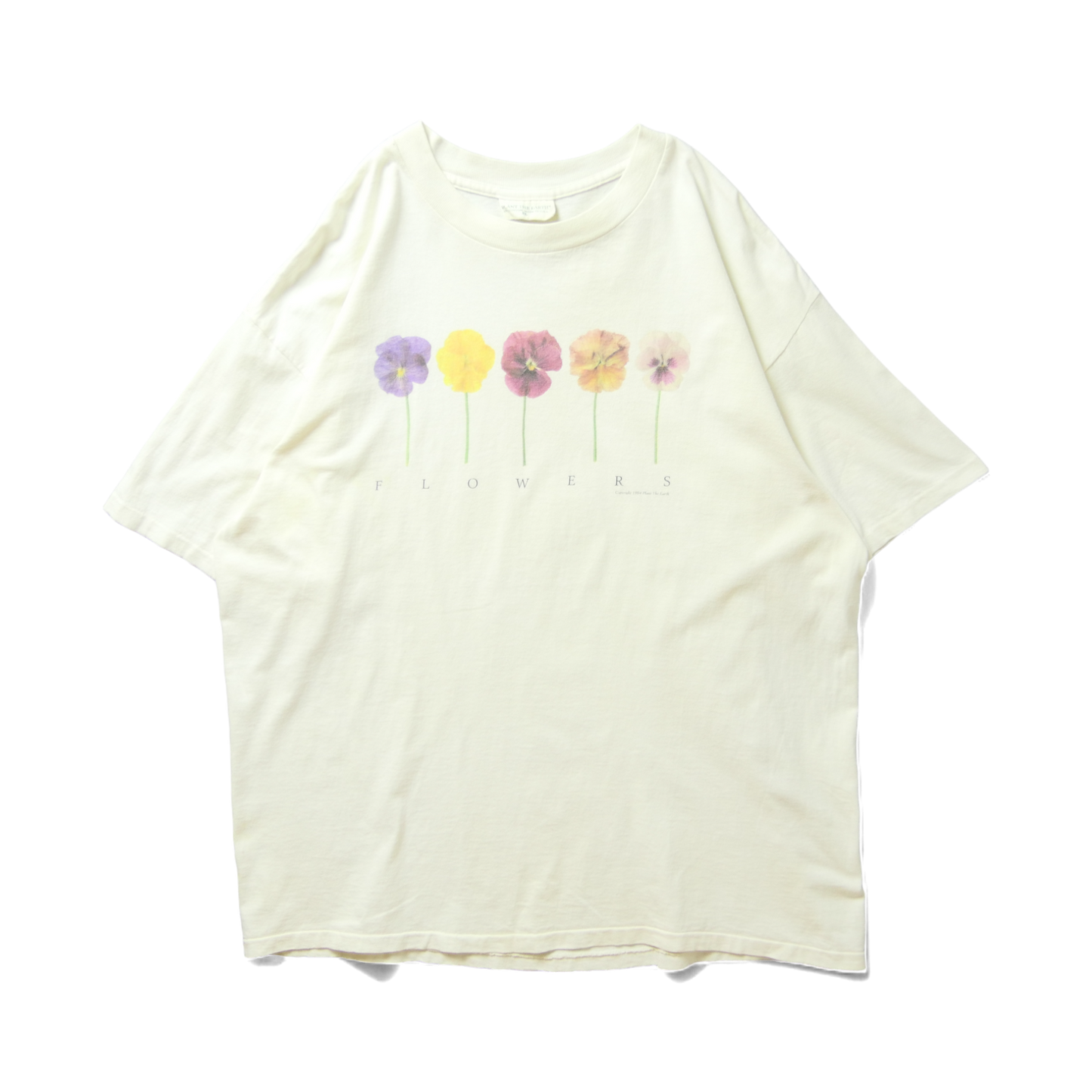VINTAGE 90s XL Art Tee "FLOWERS" -PLANET THE EARTH-
