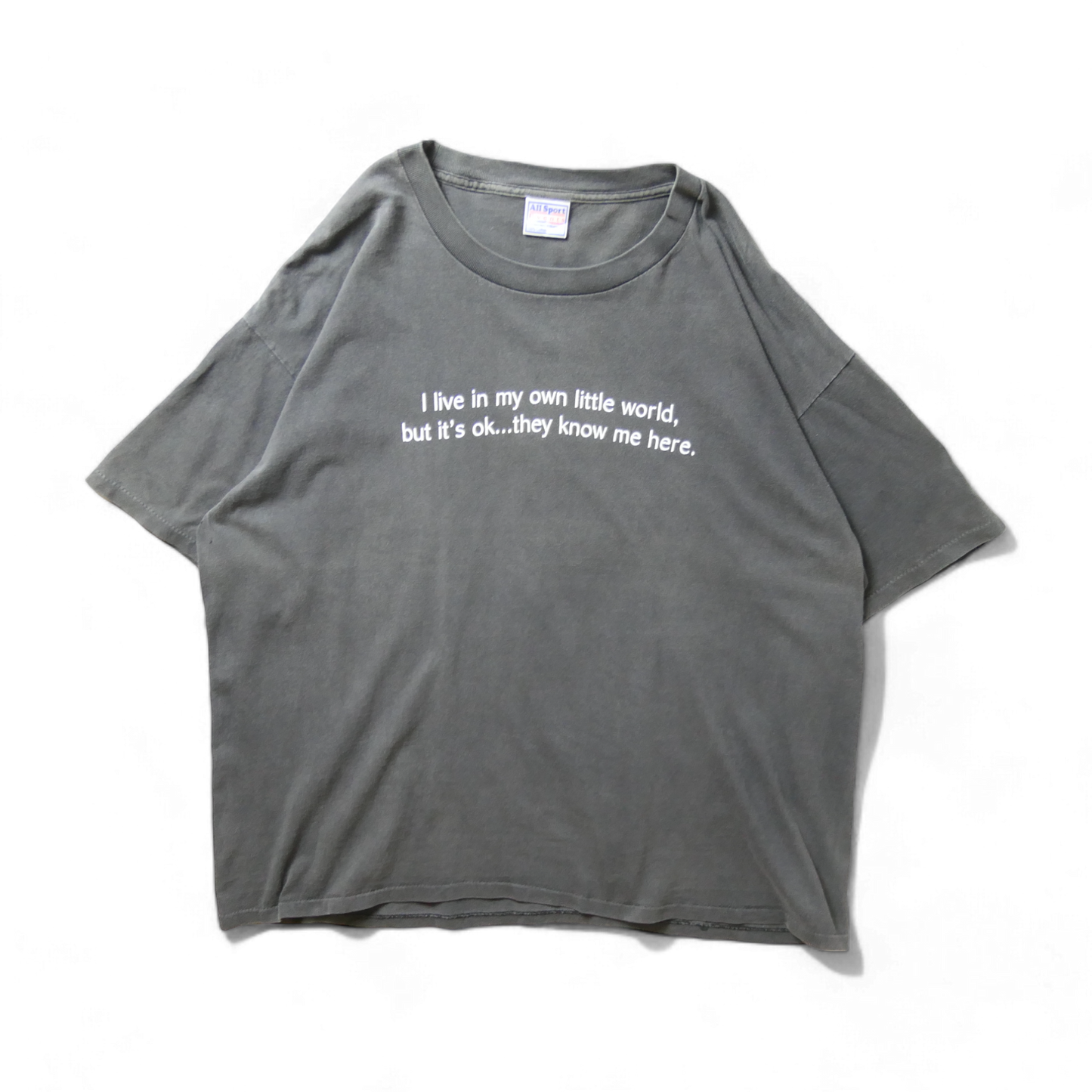 VINTAGE 90s XL-XXL Message Tee -I live in my own little world-