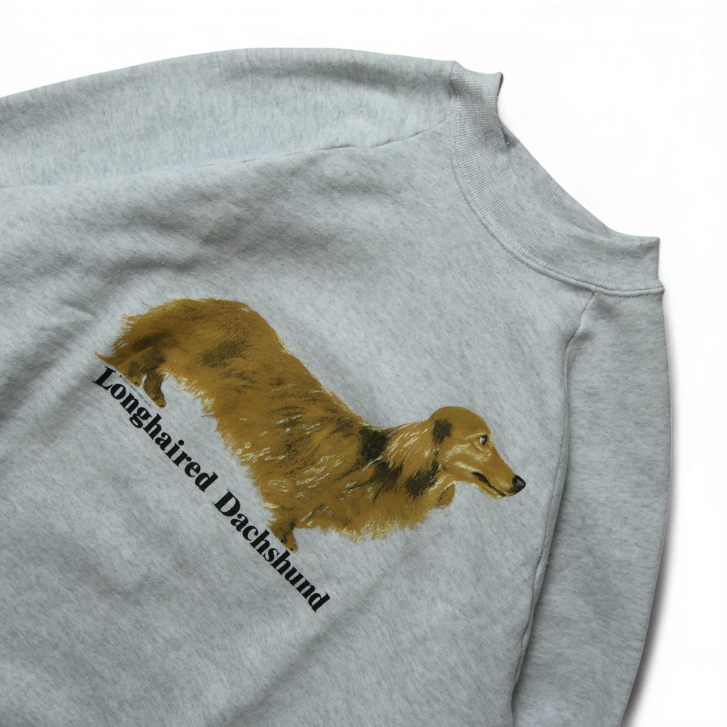 90s XL Dog Printed Sweatshirt "Longhaired Dachshund" -TELETREND COLS-