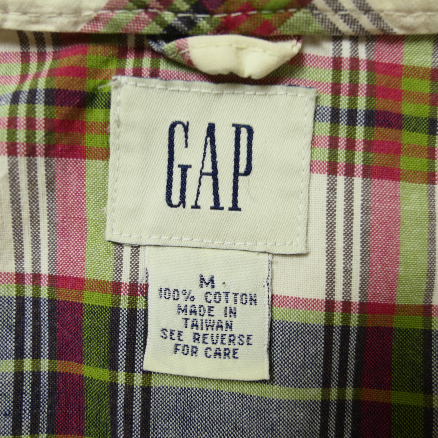 90s L-XL Plaid Cotton Anorak Parka -GAP-