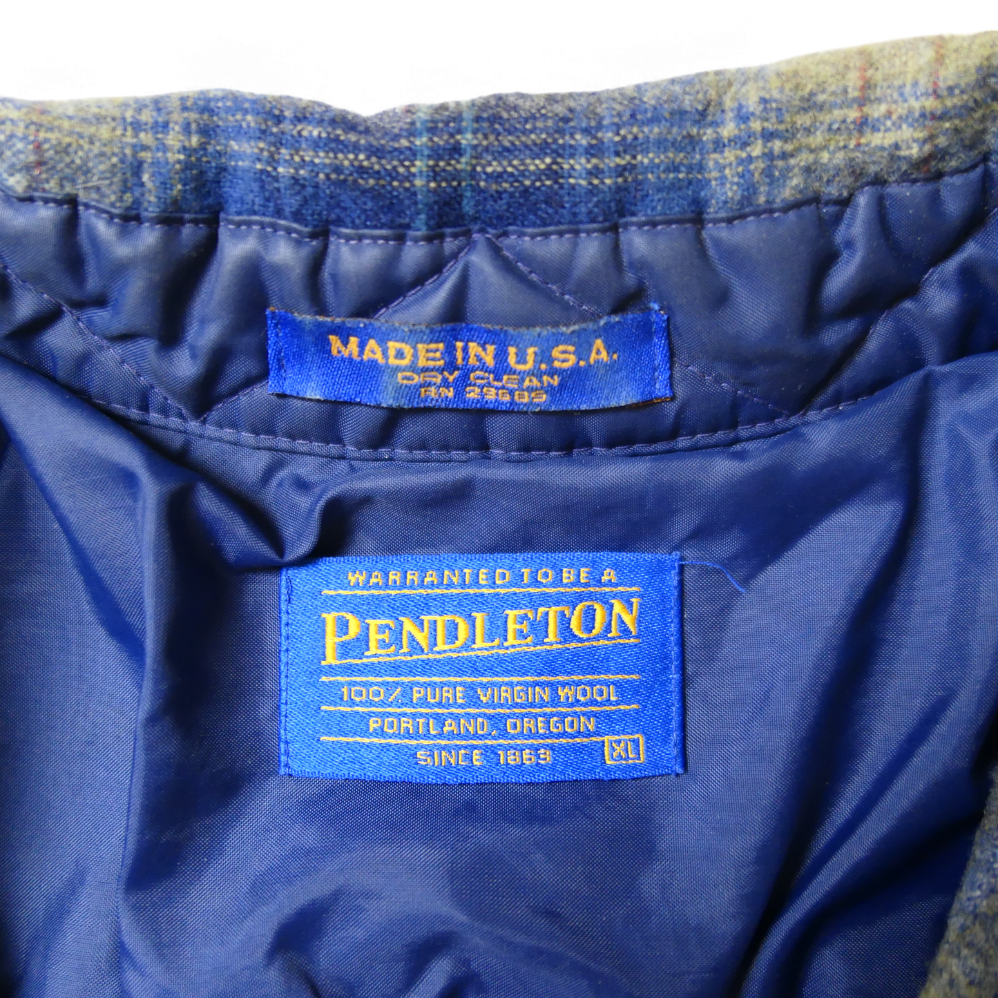 90s Shadow Plaid Wool Shirt -PENDLETON-