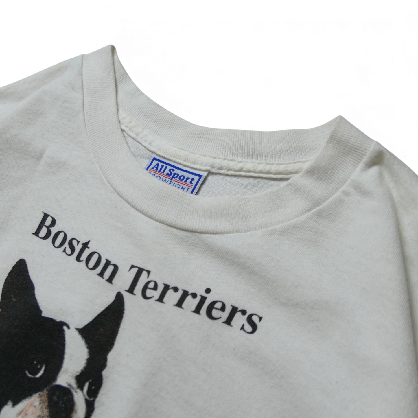 90s Dog Art Tee "Boston Terriers" -TELETREND COLS-