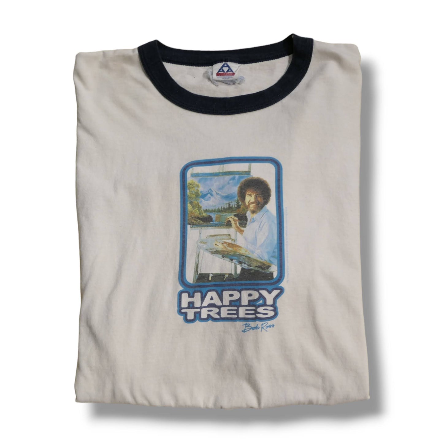 VINTAGE 90s L-XL Ringer Tee -Bob Ross-