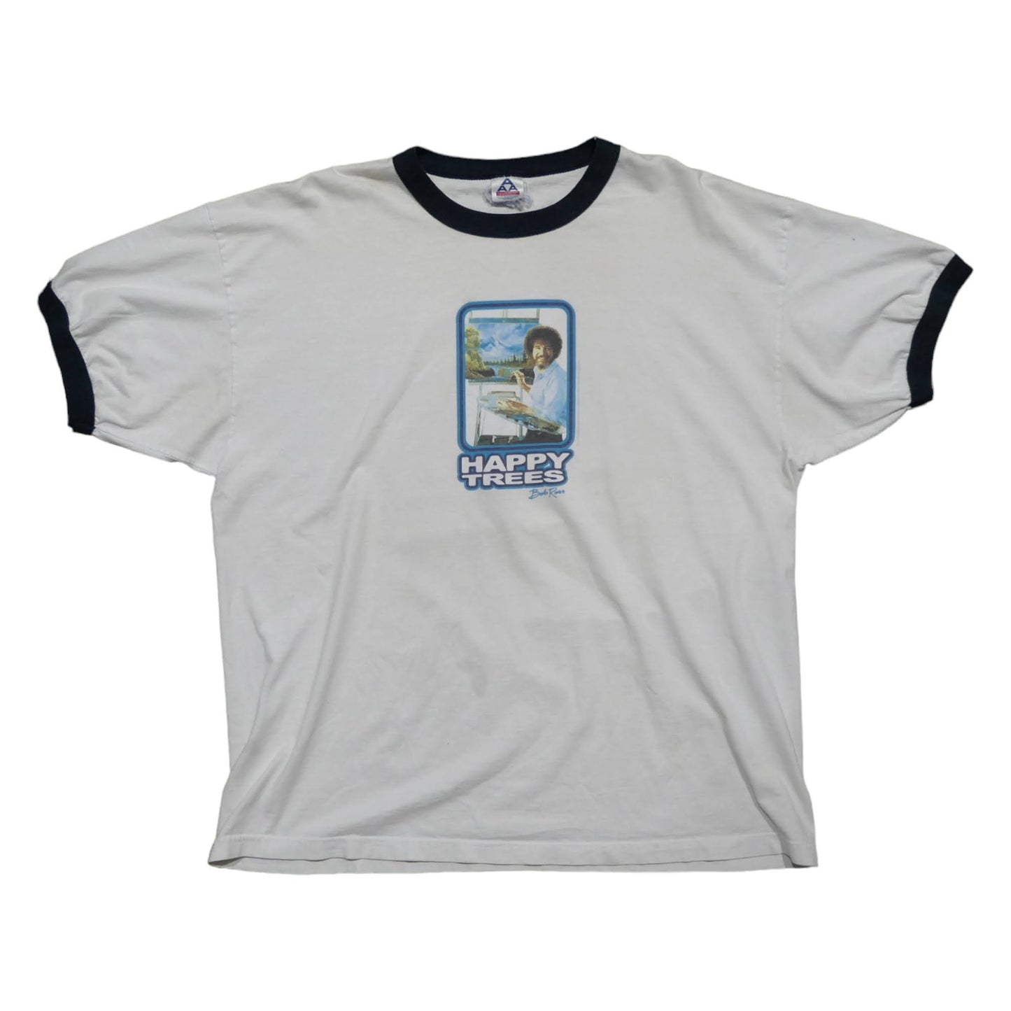 VINTAGE 90s L-XL Ringer Tee -Bob Ross-