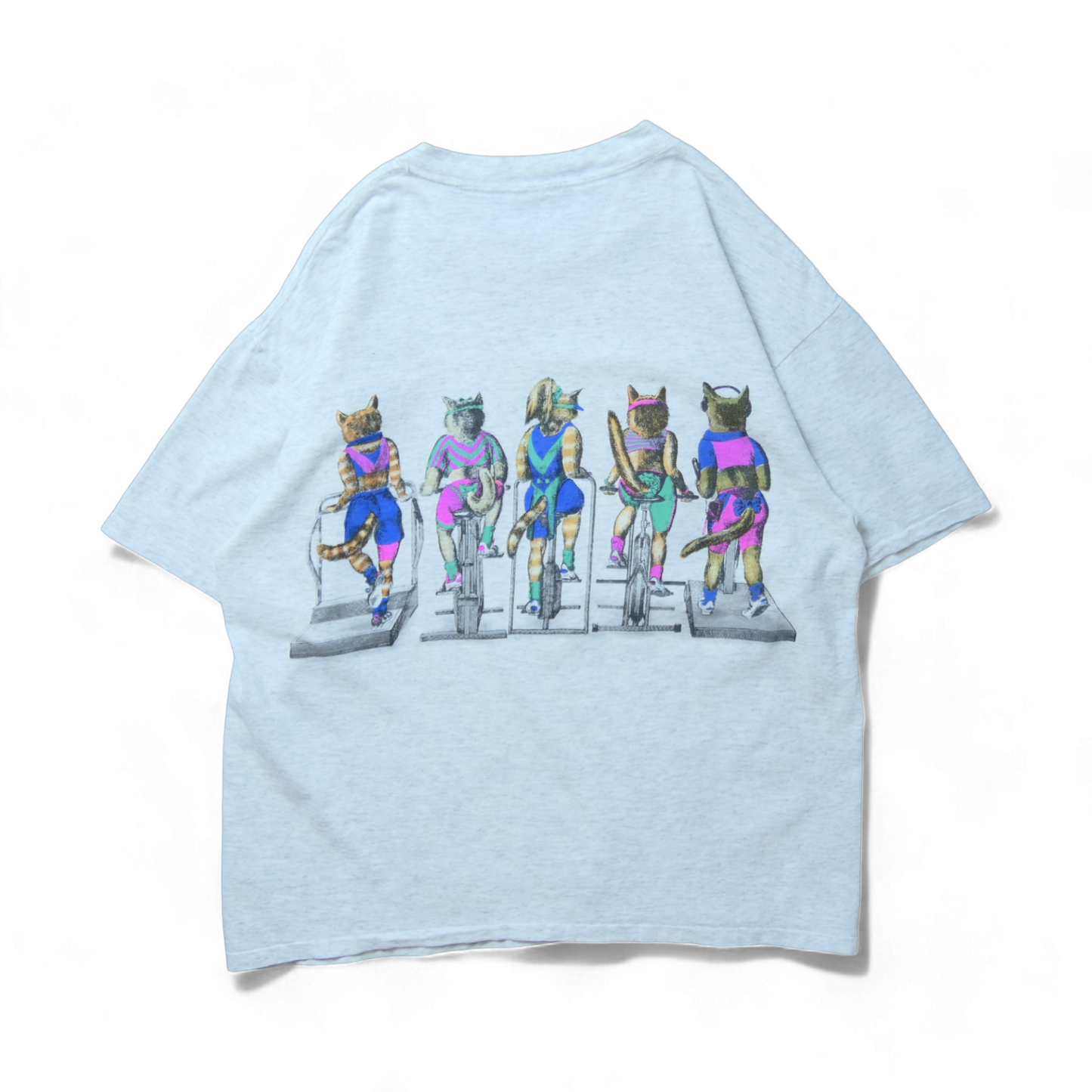VINTAGE 90s M-L Art Tee "CATS" -T SHIRT LOFT-