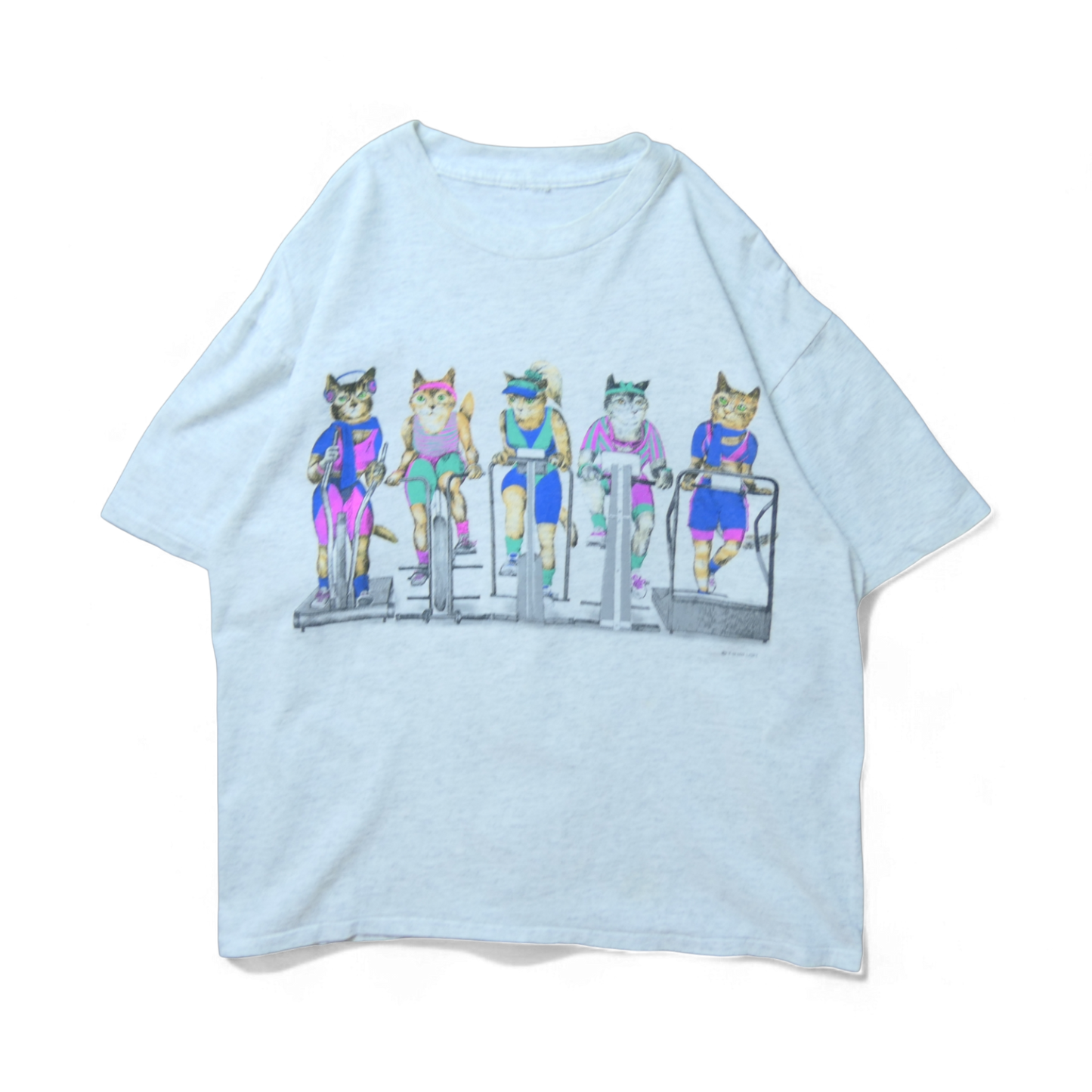 VINTAGE 90s M-L Art Tee "CATS" -T SHIRT LOFT-