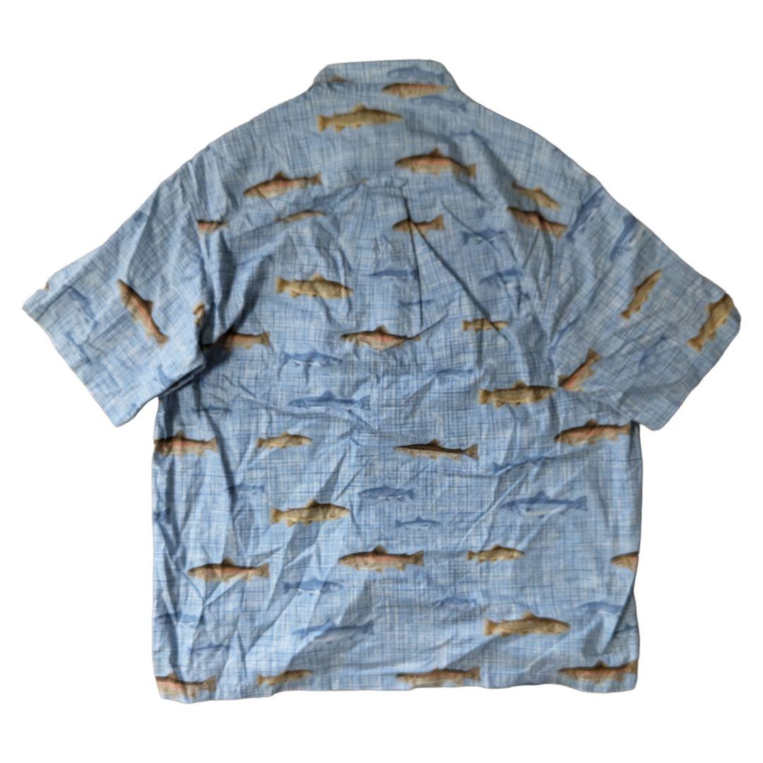 USED L Fish pattern shirt -Columbia-