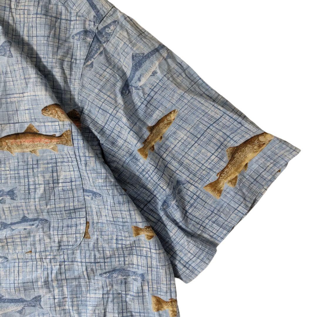 USED L Fish pattern shirt -Columbia-