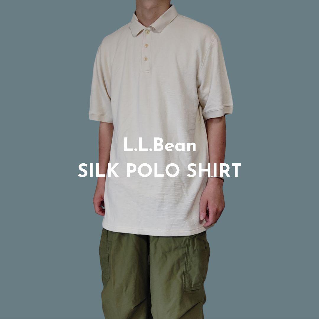 USED L S/S Silk polo shirt -L.L.Bean-