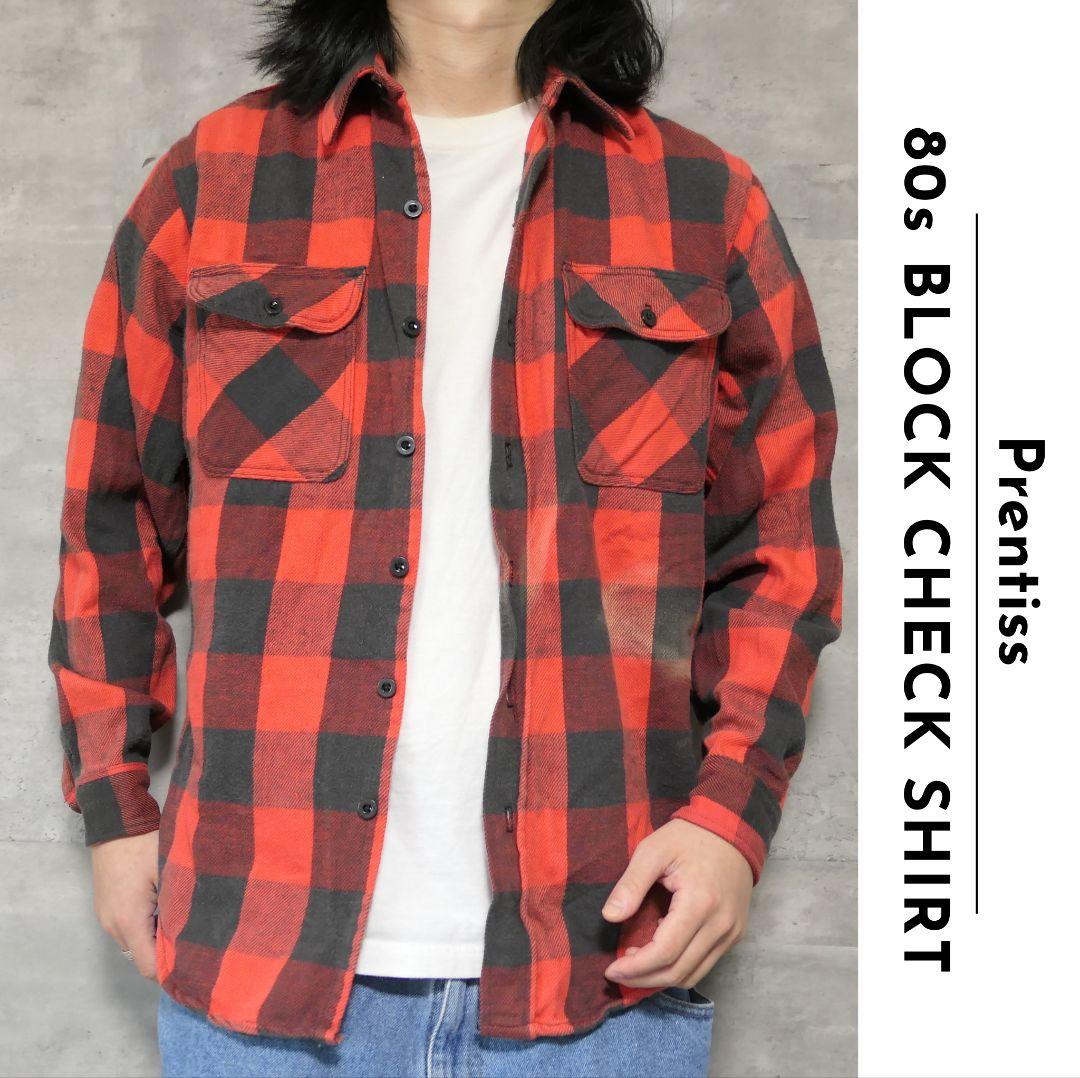 VINTAGE 80s M Block check shirt -Prentiss-
