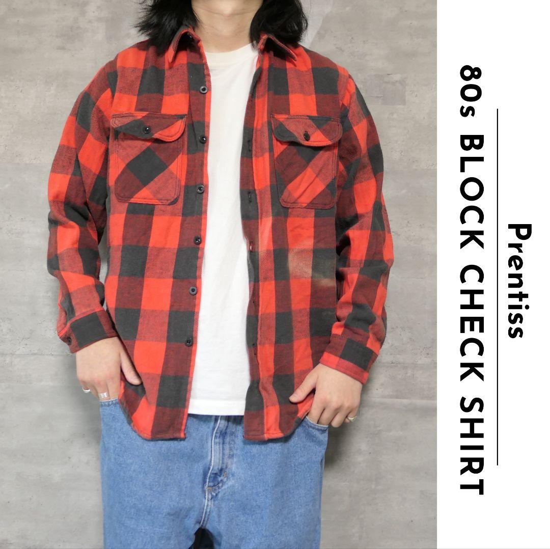 VINTAGE 80s M Block check shirt -Prentiss-