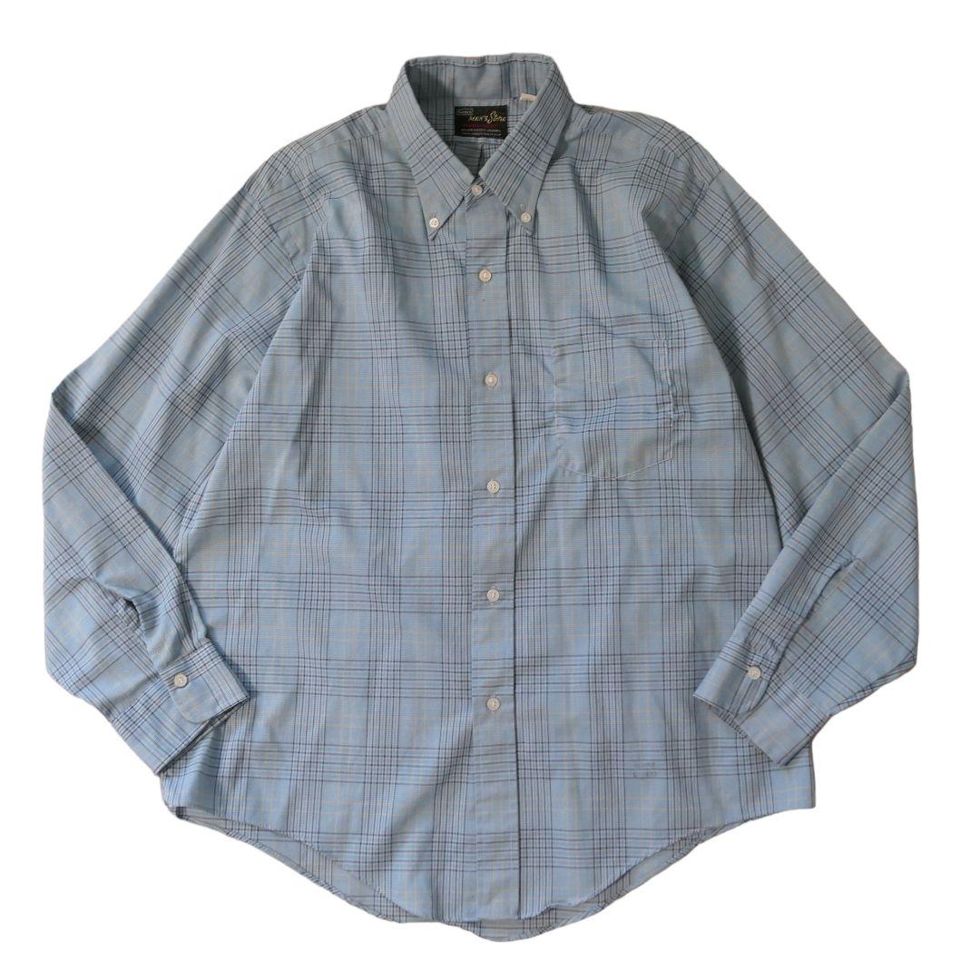 VINTAGE 70s L Button down shirt -Sears-