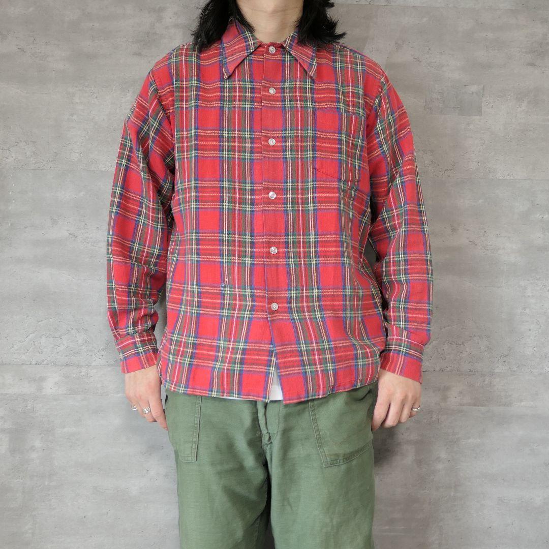 VINTAGE 60s M Check shirt -L.L.Bean-