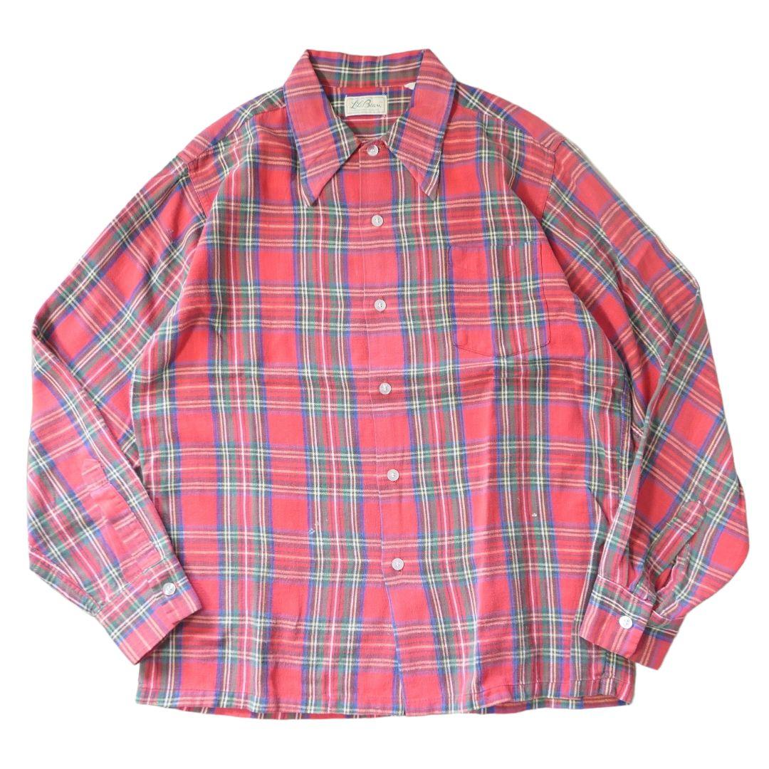 VINTAGE 60s M Check shirt -L.L.Bean-