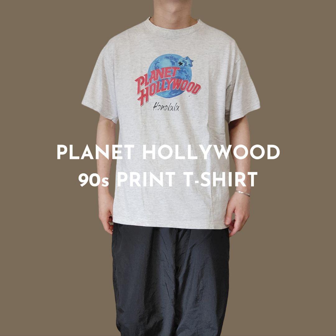 VINTAGE 90s L Print T-shirt -PLANET HOLLYWOOD-