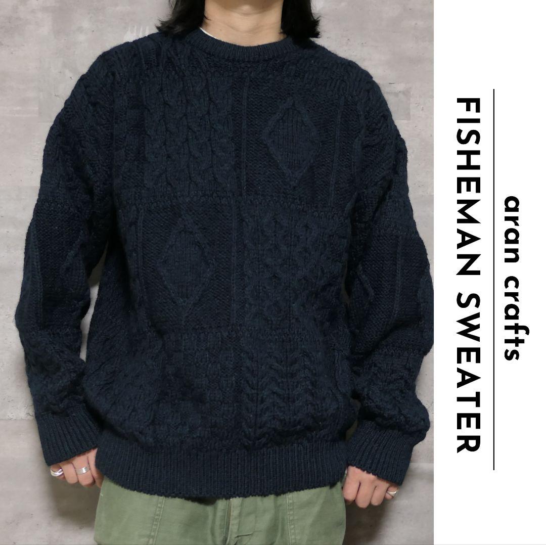 VINTAGE 90s Fisherman sweater -aran crafts-