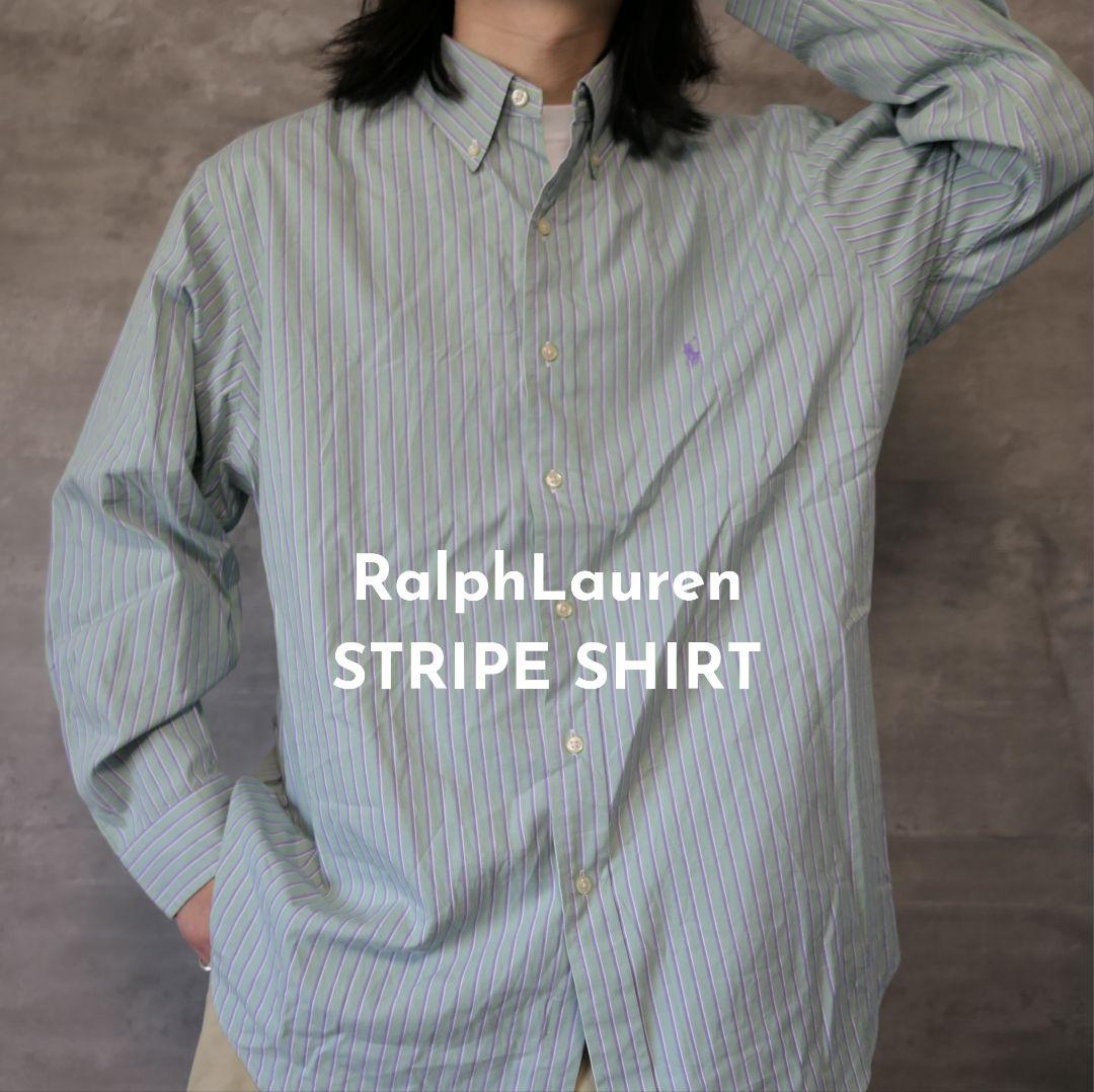 USED 17 Button down stripe shirt -RalphLauren-