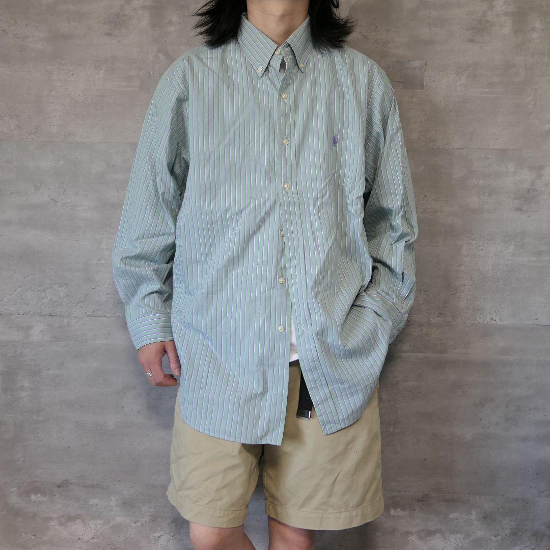 USED 17 Button down stripe shirt -RalphLauren-