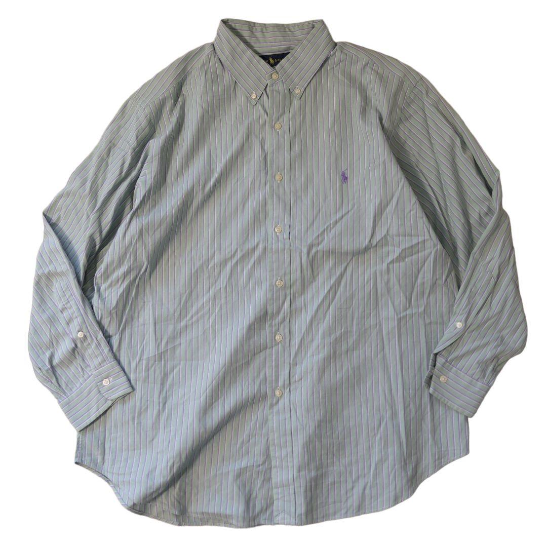 USED 17 Button down stripe shirt -RalphLauren-