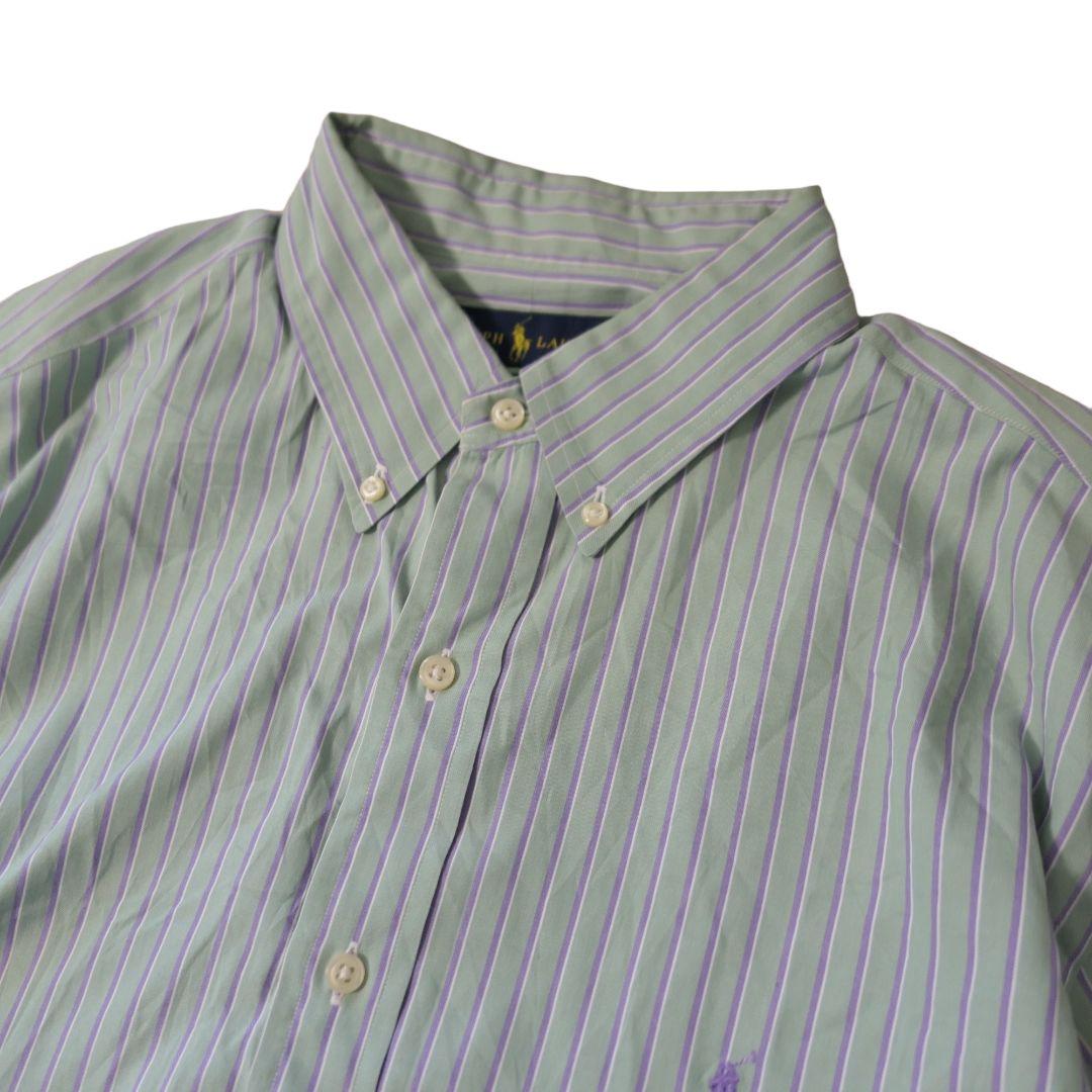USED 17 Button down stripe shirt -RalphLauren-