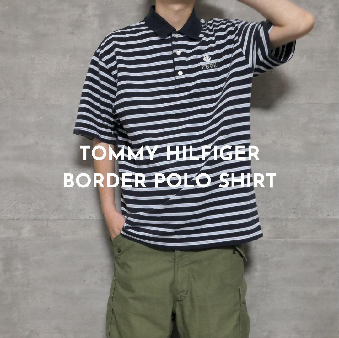 USED L Border polo shirt -TOMMY HILFIGER-