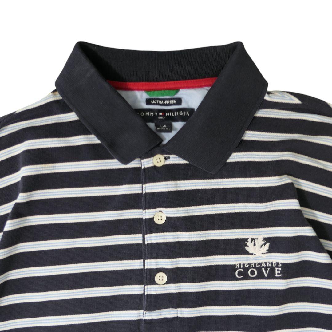 USED L Border polo shirt -TOMMY HILFIGER-