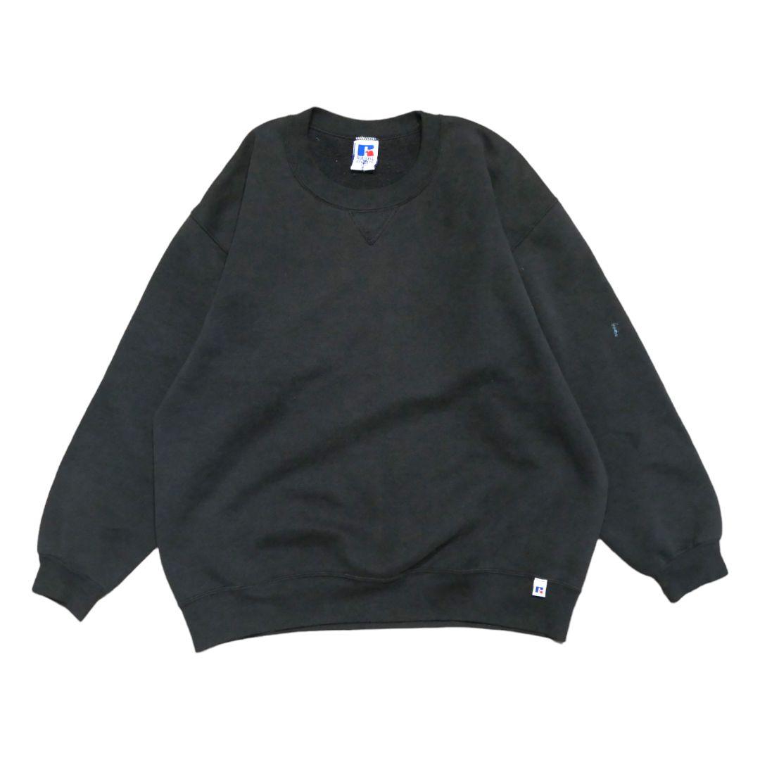 VINTAGE 90s XXL Logo Sweat "BLACK" -Russell Athletic-
