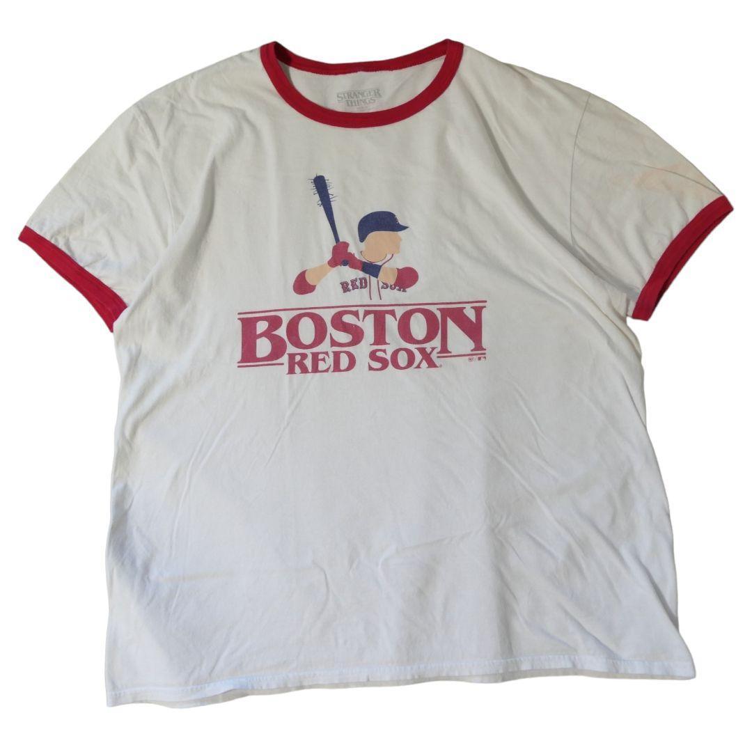 USED XL Ringer T-shirt -STRANGER THINGS × RED SOX-