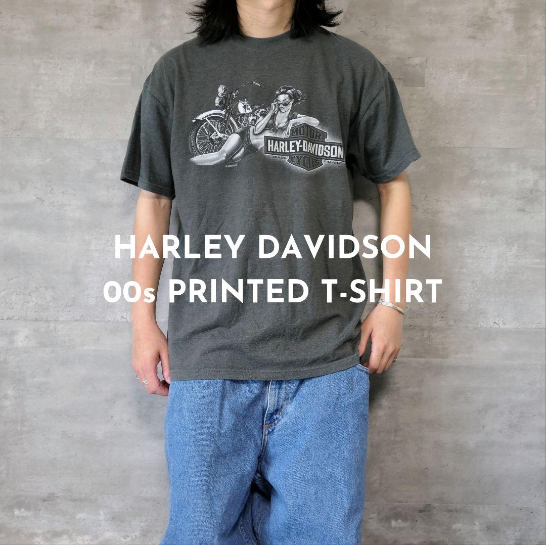 USED 00s L Printed T-shirt -HARLEY DAVIDSON-