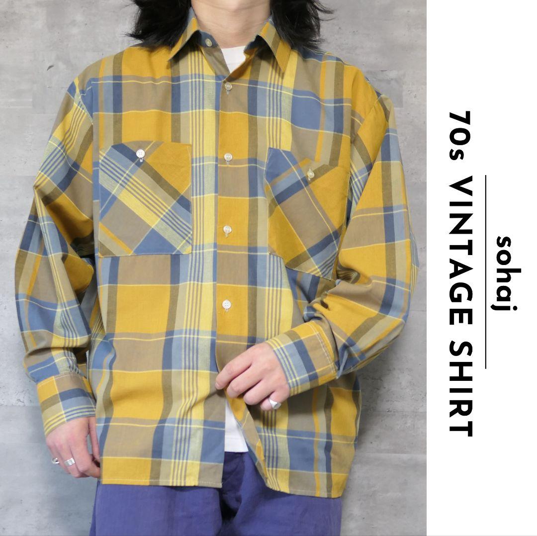 VINTAGE 70s L Check shirt -sohaj-