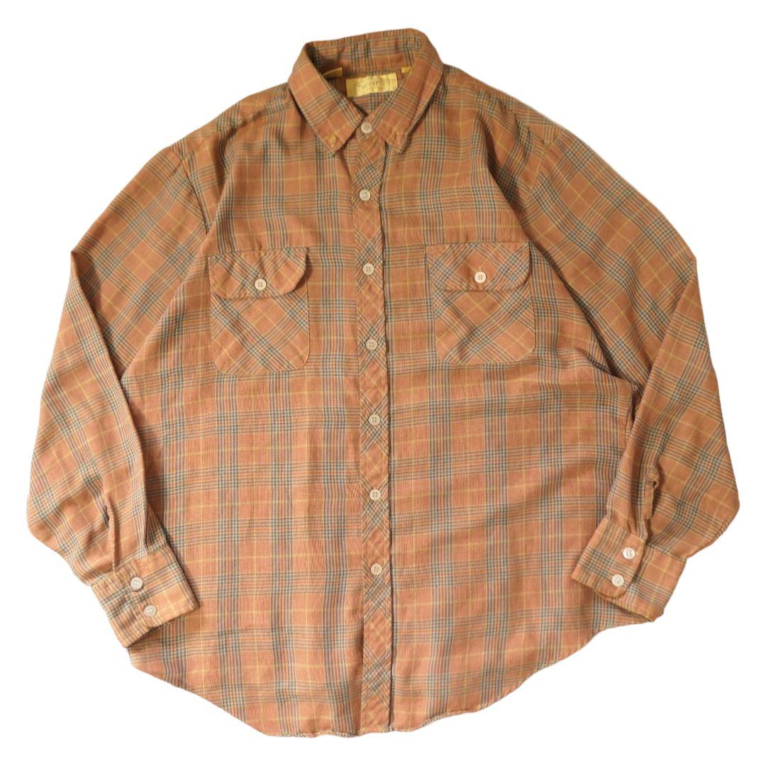 VINTAGE 70~80s L Check shirt -Sears-