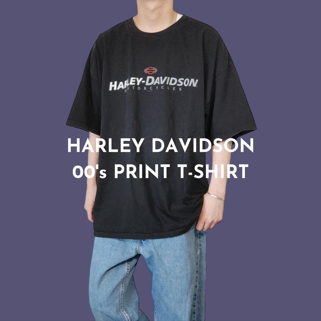 USED 00s 3XL Print T-shirt -HarleyDavidson-