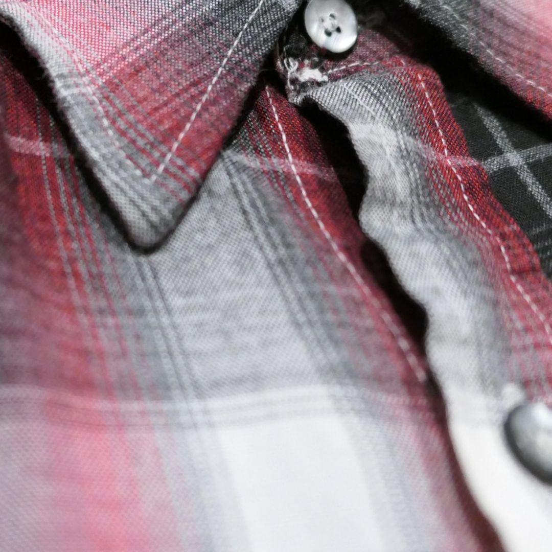 USED M-L Rayon Shirt "Ombre Check" -Arrow-