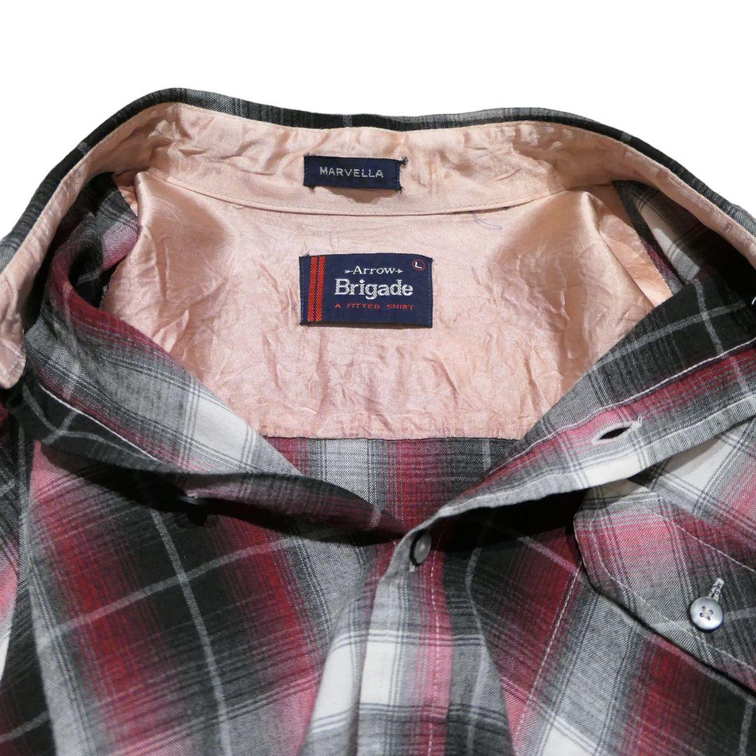 USED M-L Rayon Shirt "Ombre Check" -Arrow-