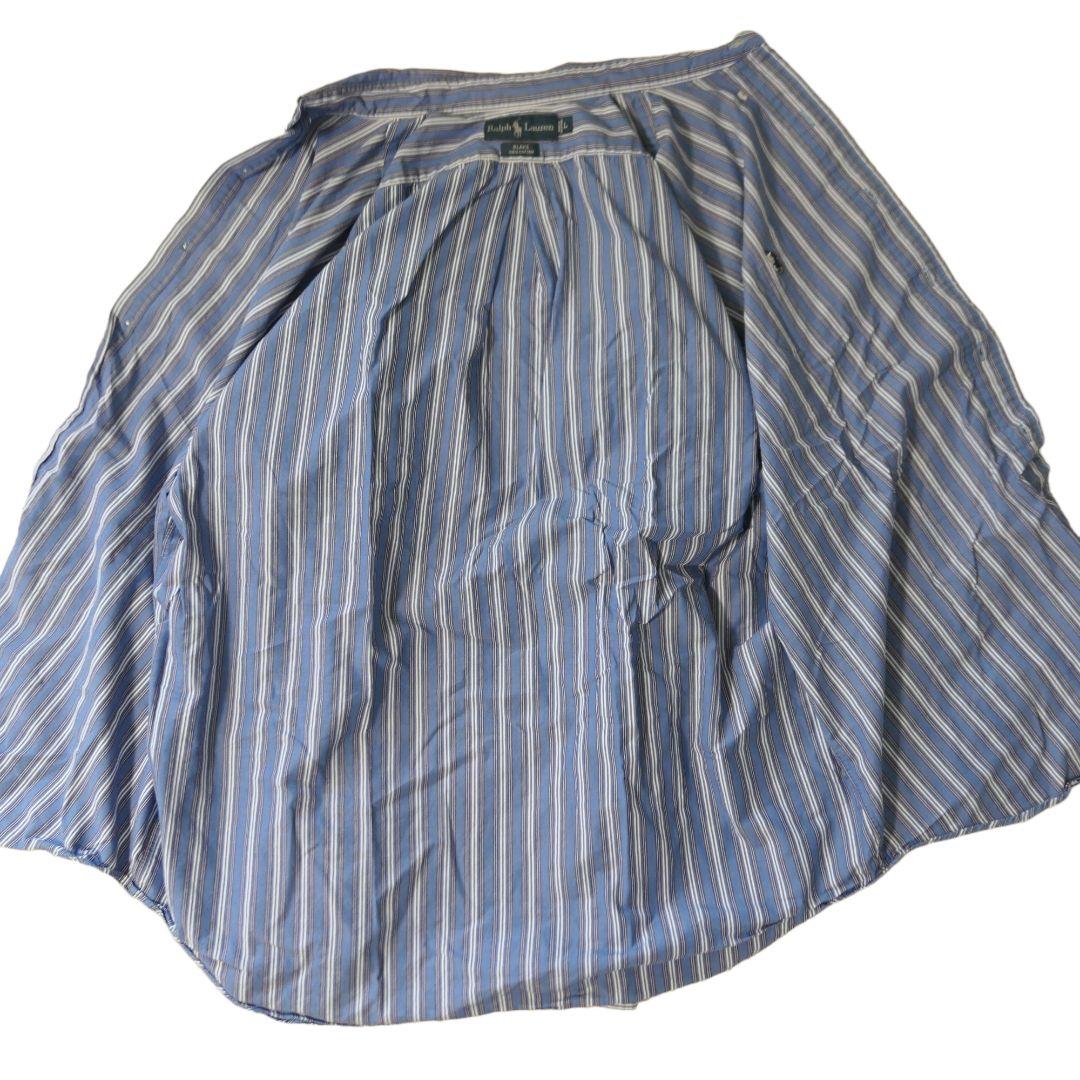 VINTAGE 90s L Button down stripe shirt -RalphLauren-