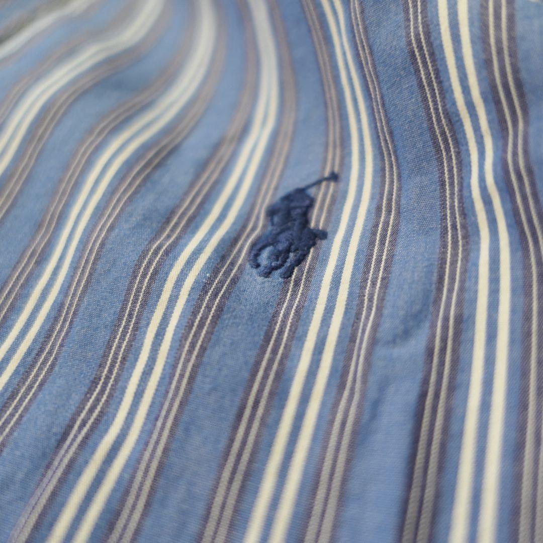 VINTAGE 90s L Button down stripe shirt -RalphLauren-