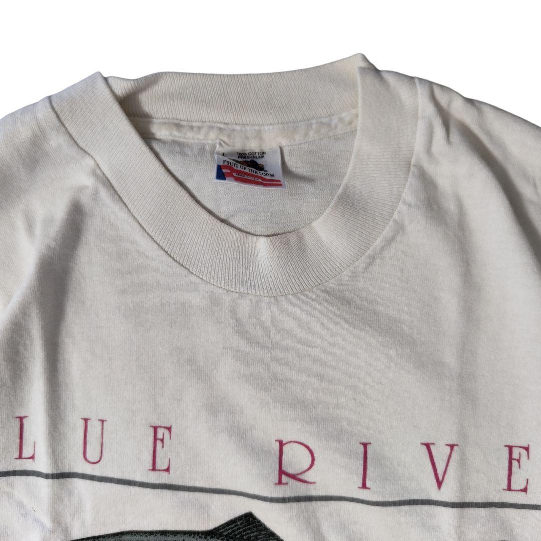VINTAGE 90s L Fish printed T-shirt -FRUIT OF THE LOOM-