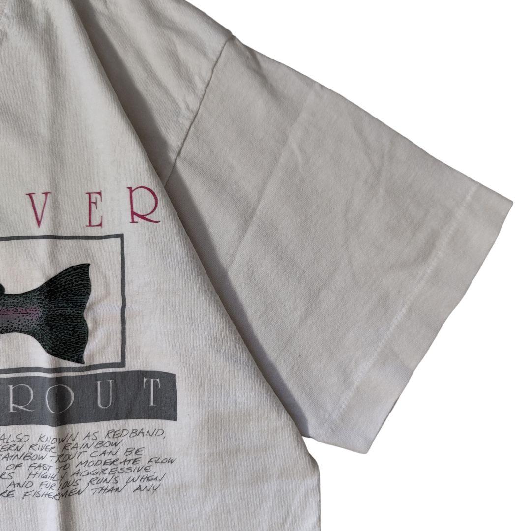 VINTAGE 90s L Fish printed T-shirt -FRUIT OF THE LOOM-