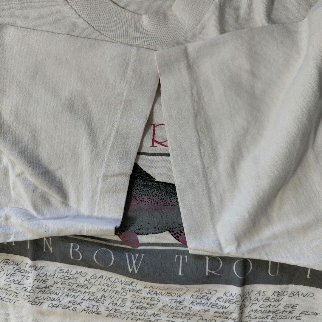 VINTAGE 90s L Fish printed T-shirt -FRUIT OF THE LOOM-