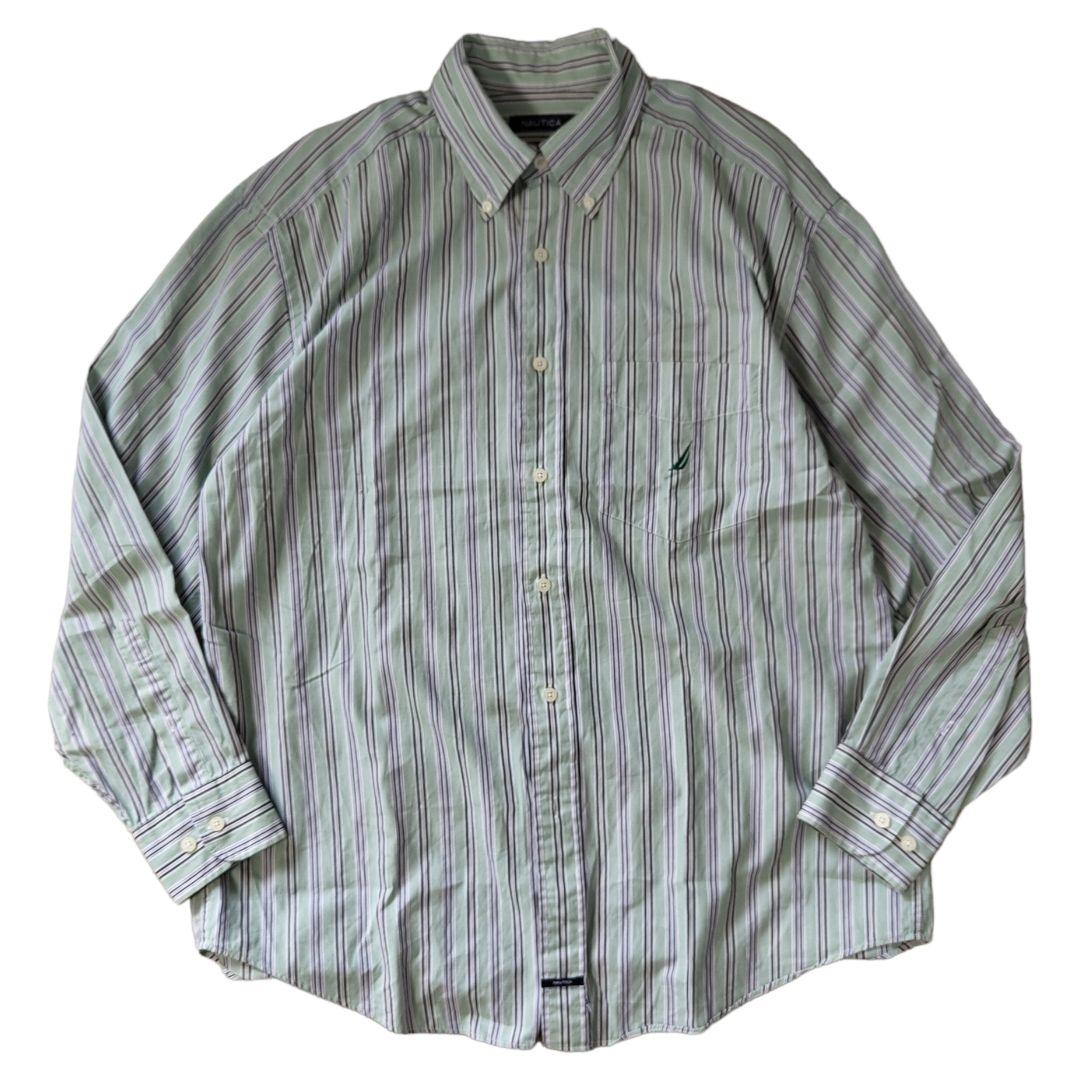 USED L Stripe bd shirt -NAUTICA-
